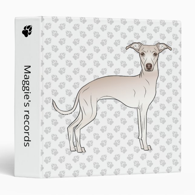 Cream Italian Greyhound Cute Dog With Custom Text Binder (Front/Spine)