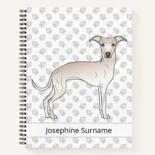 Cream Italian Greyhound Cute Dog With Custom Text Notebook