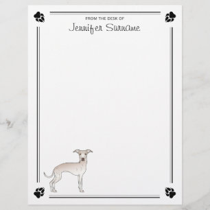 Cream Italian Greyhound With Paws And Custom Text Letterhead