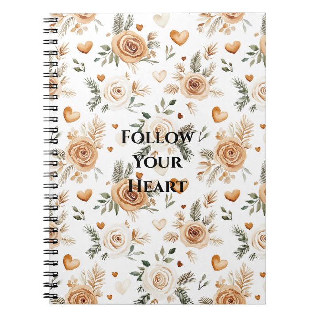 Cream Ivory Flowers and Hearts Notebook (Front)