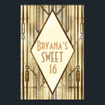 Cream Ivory Gold 20's Art Deco Gatsby Glam Banner Poster<br><div class="desc">Customize with any text. Matching items are available.</div>