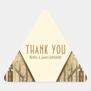 Cream Ivory Gold 20's Art Deco Gatsby Glam Wedding Triangle Sticker