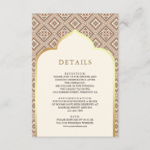 Cream Ivory Gold Geometric Pattern Wedding Details Enclosure Card