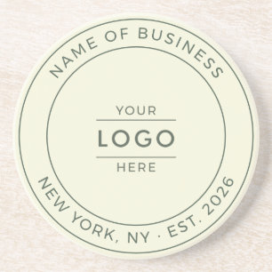 Cream Ivory Modern Business Logo Established Year Coaster