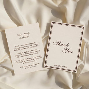 Cream Ivory Old Money Wedding Thank You Card