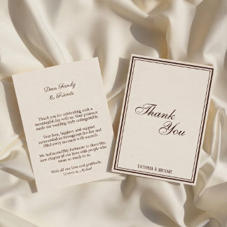 Cream Ivory Old Money Wedding Thank You Card