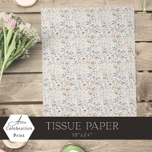 Cream Ivory Watercolor Meadow Wildflowers Tissue Paper