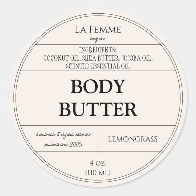 Cream Ivory White Minimal Cosmetic Product Label (Front)