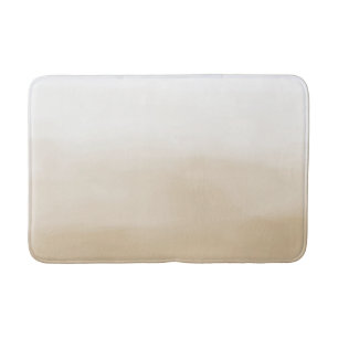 Cream Khaki White Ombre Watercolor Bath Mat