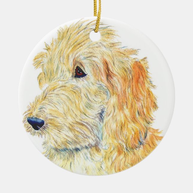 Cream Labradoodle Ceramic Ornament (Front)