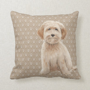 Cream Labradoodle/Goldendoodle Dog Lumbar Pillow