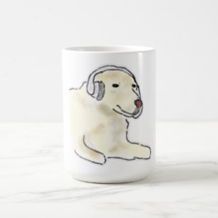 Cream Labrador Dog Wearing Headphones Coffee Mug