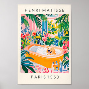 Cream Labrador Poster, Dog Art Print, Funny Bathro Poster