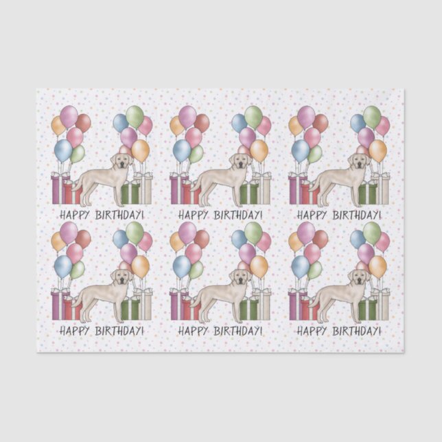 Cream Labrador Retriever Lab Dog Colourful Birthda Tissue Paper (Front)