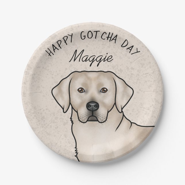Cream Labrador Retriever Lab Dog Happy Gotcha Day Paper Plate (Front)
