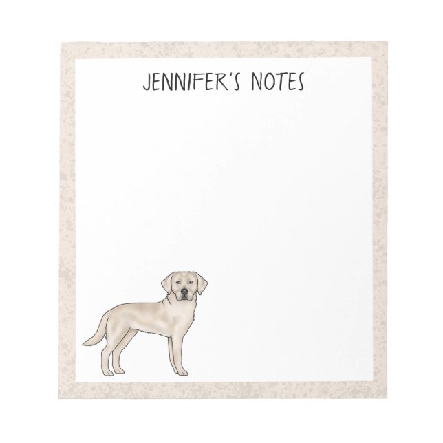 Cream Labrador Retriever Lab Dog With Custom Name Notepad (Front)