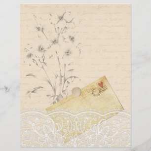 Cream & Lace Floral Scrapbook Paper