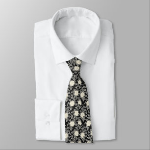 Cream Lace Flower Pattern Delicate Tie