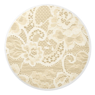 Cream Lace Lacy Floral Lingerie Drawer Dresser Ceramic Knob