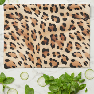 Cream Leopard Animal Print Kitchen Towel