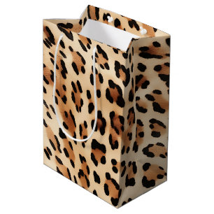 Cream Leopard Animal Print Medium Gift Bag