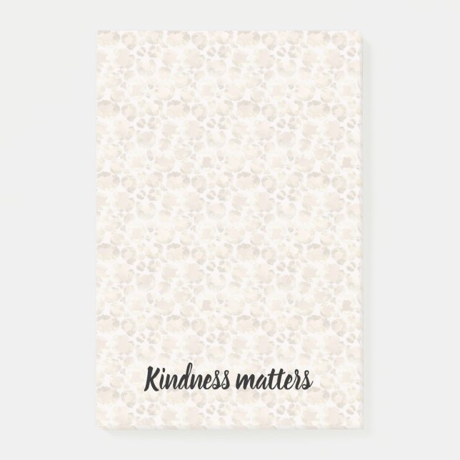Cream Leopard Print Kindness Matters Post-it Notes (Front)