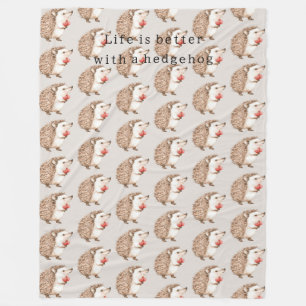Cream Life is better with a hedgehog Fleece Blanket