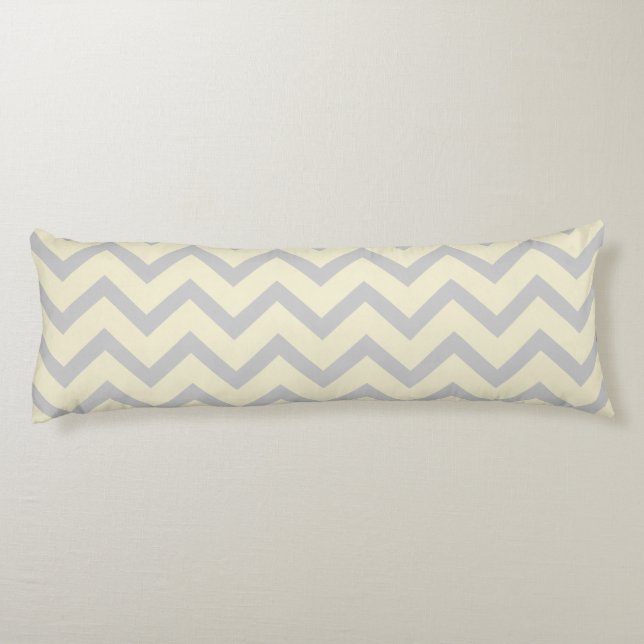 Cream & Light Grey Chevron Zigzag Pattern Body Pillow (Back)