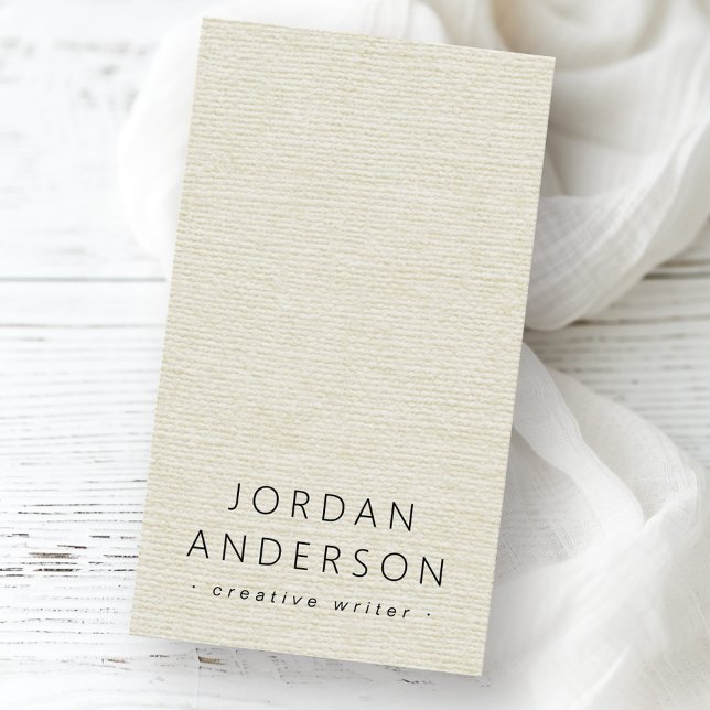 Cream linen look logo QR code business cards (Cream linen look logo QR code business cards)