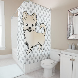 Cream Long Coat Chihuahua Cartoon Dog & Paws