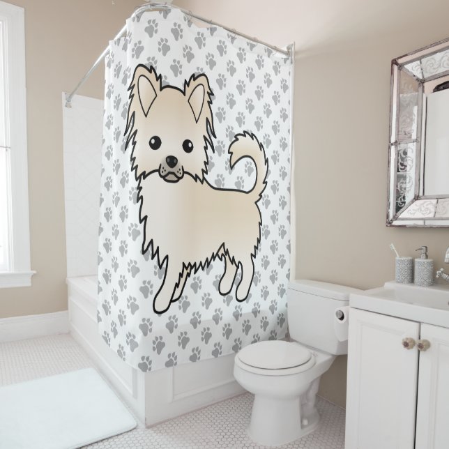 Cream Long Coat Chihuahua Cartoon Dog & Paws (In Situ)