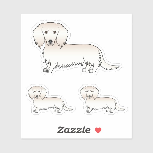 Cream Long Hair Dachshund Cute Cartoon Dog Designs (Sheet)