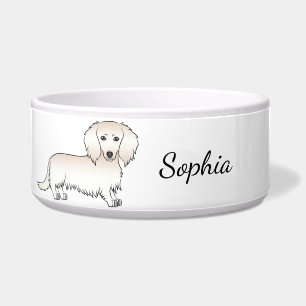 Cream Long Hair Dachshund Cute Cartoon Dog & Name