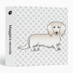 Cream Long Hair Dachshund Cute Cartoon Dog & Text Binder