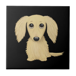 Cream Longhaired Dachshund Puppy Tile
