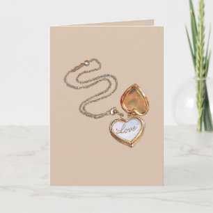 Cream Love Gold Heart Necklace Card