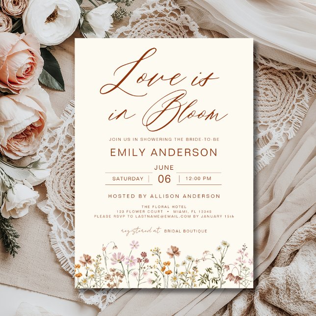 Cream Love is in Bloom Wildflower Bridal Shower Invitation (Creator Uploaded)