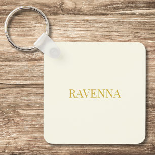 Cream Luxury Custom Serif Name Gift For Her Keychain