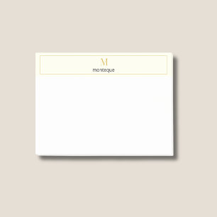 Cream Luxury Serif Personalized Monogram Post-it Notes