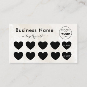 Cream Marble Add Your Logo Discount Minimal Girly Loyalty Card