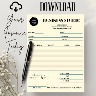 Cream Marble Invoice Sales Receipt Small Business Card