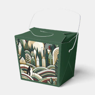 Cream Maroon Indian Style Forest With Hills Favor Box