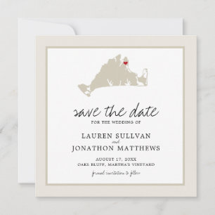 Cream Martha's Vineyard Map Save the Date