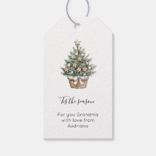 Cream Merry Gingerbread Christmas Tree Gift Tags