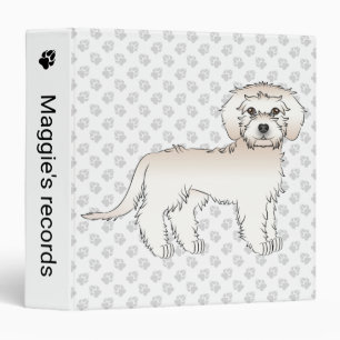 Cream Mini Goldendoodle Cartoon Dog & Text Binder