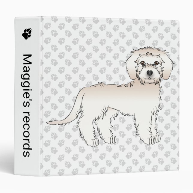 Cream Mini Goldendoodle Cartoon Dog & Text Binder (Front/Spine)