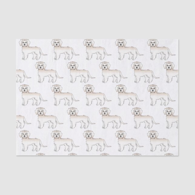 Cream Mini Goldendoodle Cute Cartoon Dog Pattern Tissue Paper (Front)