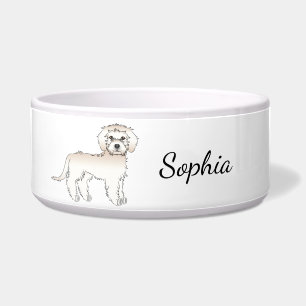Cream Mini Goldendoodle Dog Standing & Name