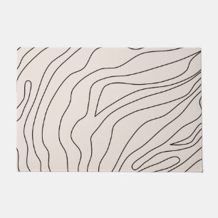 Cream Minimal Abstract Lines Doormat