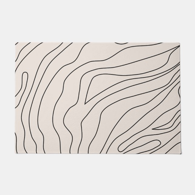 Cream Minimal Abstract Lines Doormat (Front)